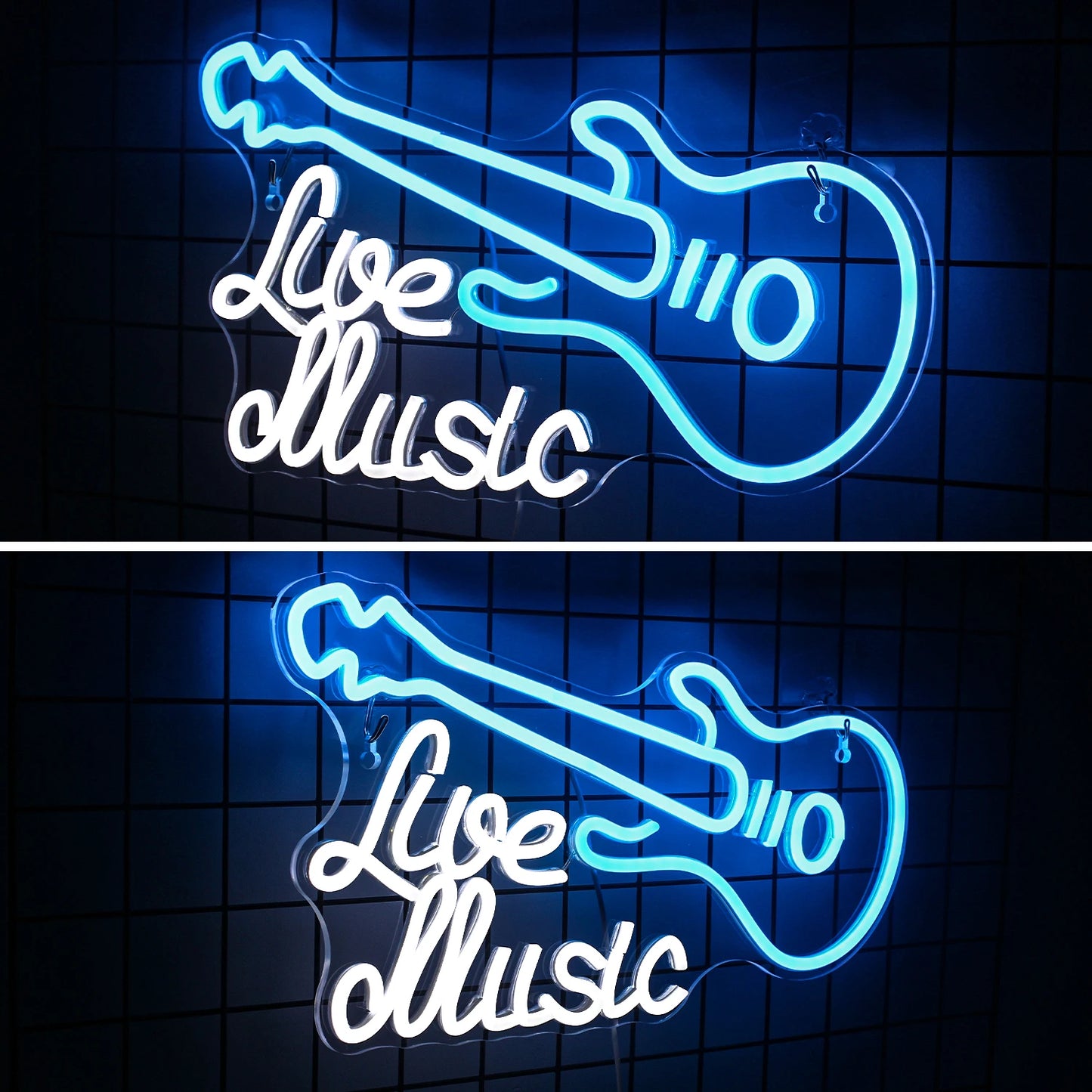 Rock Roll Neon Signs Guitar Music Led Neon Light Art Wall Decor for Game Room Music Party Rock Studio Bar Disco Party Neon