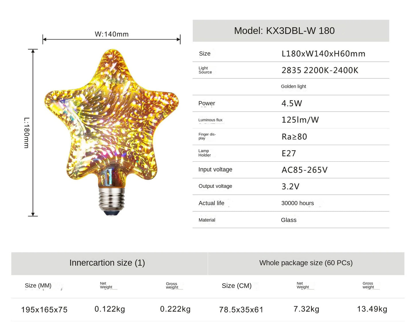 3D Colorful Decoration LED Bulb E27 Retro Lamp Vintage Edison LED Light Bulb ST64 A60 G80 G95 G125 Heart Christmas Night Light