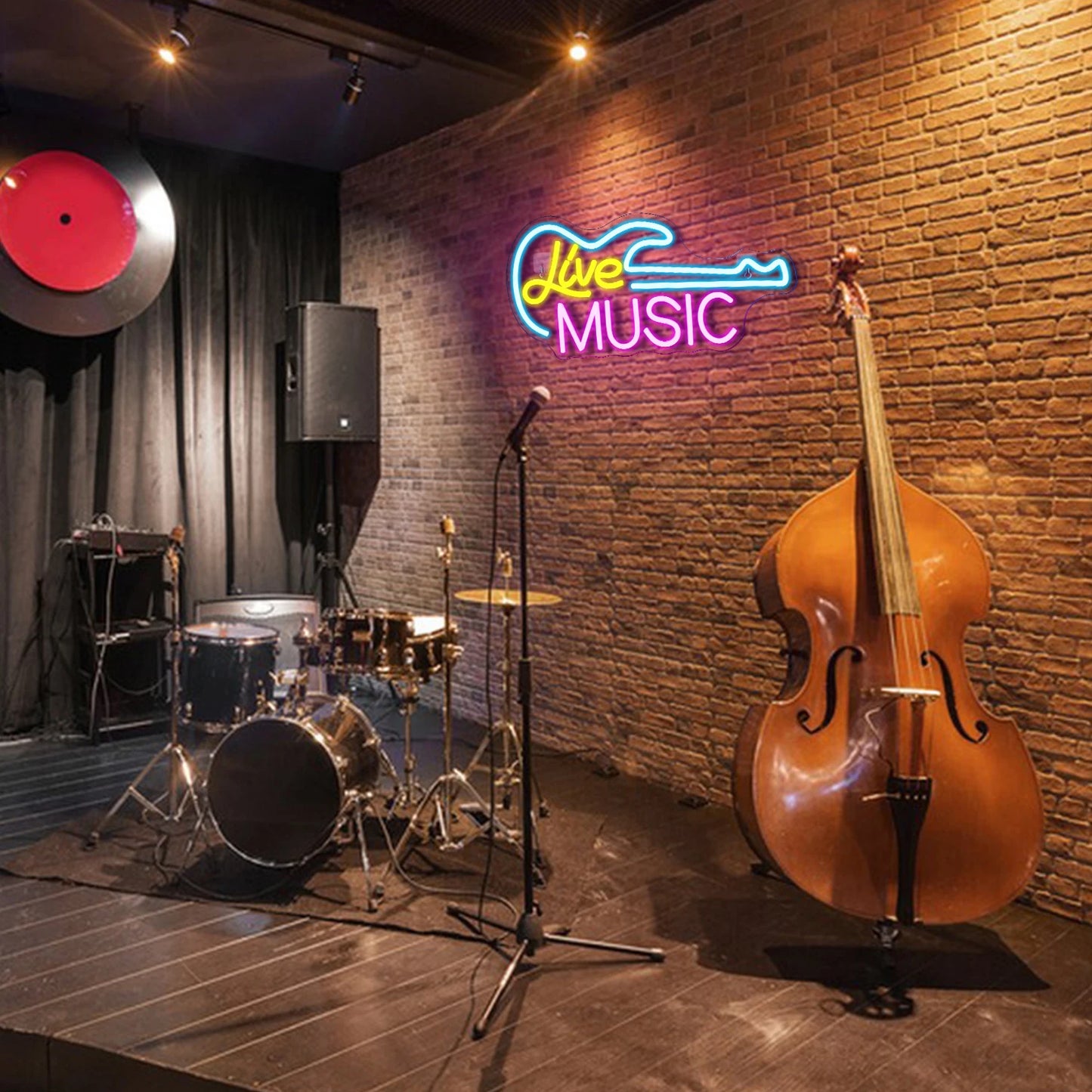 Rock Roll Neon Signs Guitar Music Led Neon Light Art Wall Decor for Game Room Music Party Rock Studio Bar Disco Party Neon