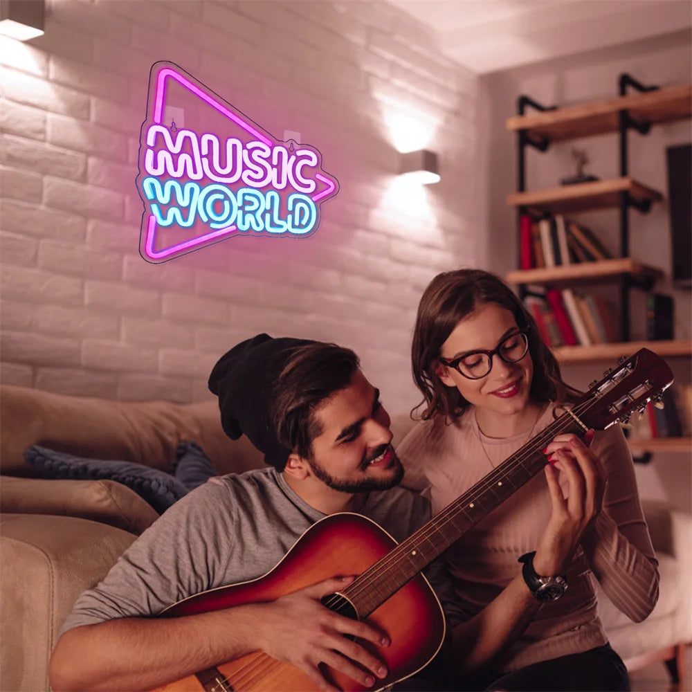 Rock Roll Neon Signs Guitar Music Led Neon Light Art Wall Decor for Game Room Music Party Rock Studio Bar Disco Party Neon