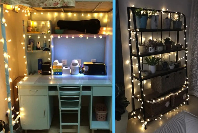 1.5M/3M/6M/10M Star String Lights Fairy Lights for Bedroom String Battery Powered Adapter Christmas Lights Wedding Party