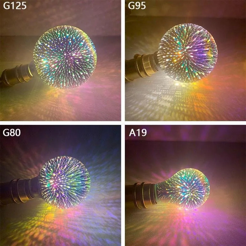 3D Colorful Decoration LED Bulb E27 Retro Lamp Vintage Edison LED Light Bulb ST64 A60 G80 G95 G125 Heart Christmas Night Light