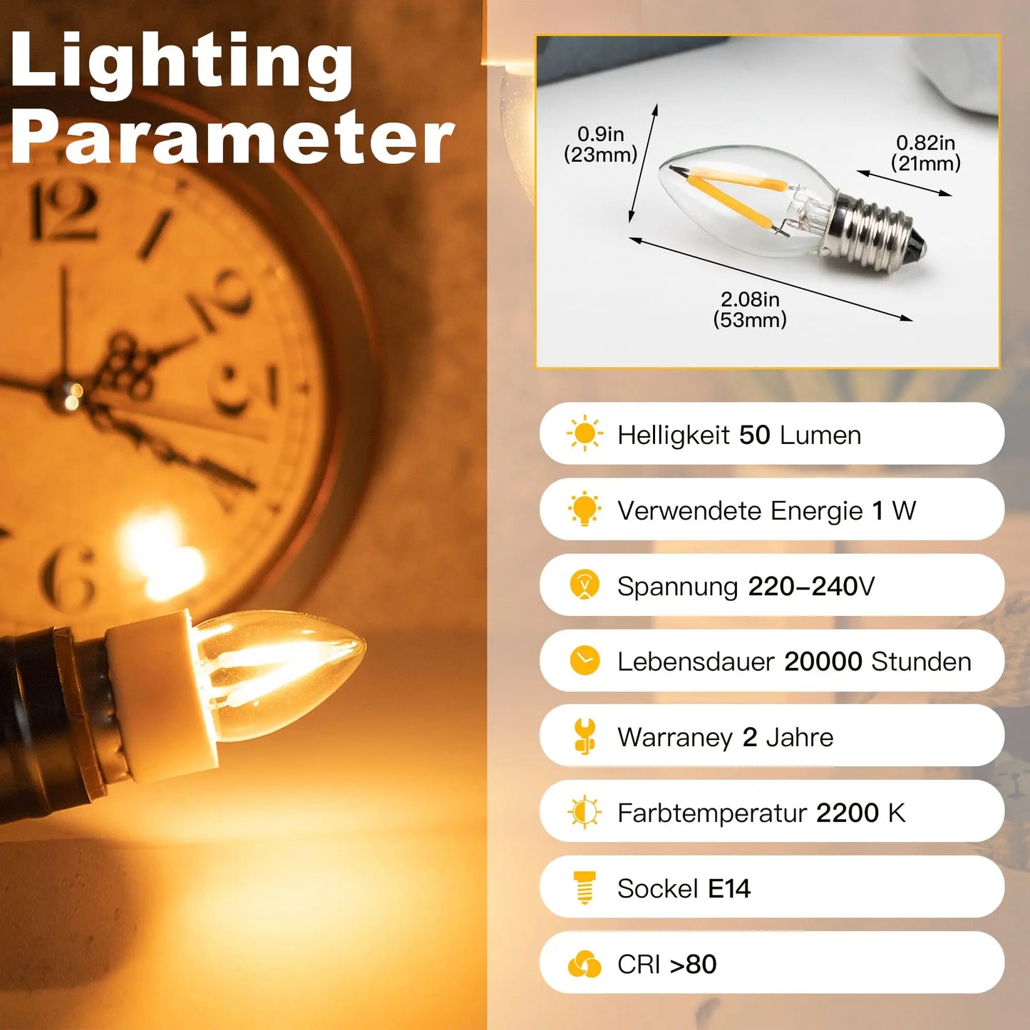 Candle C7 Led Bulb T20 T22 Tubular Mini Night Light E12 E14 Lamp Base Dimmable Edison Filament Bulb Chandelier Replacement Bulbs