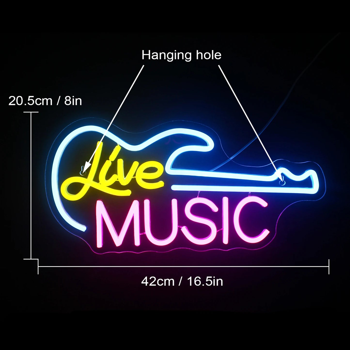 Rock Roll Neon Signs Guitar Music Led Neon Light Art Wall Decor for Game Room Music Party Rock Studio Bar Disco Party Neon