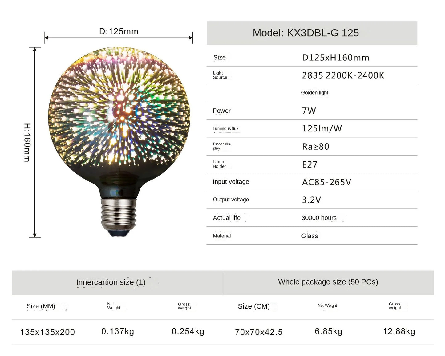 3D Colorful Decoration LED Bulb E27 Retro Lamp Vintage Edison LED Light Bulb ST64 A60 G80 G95 G125 Heart Christmas Night Light