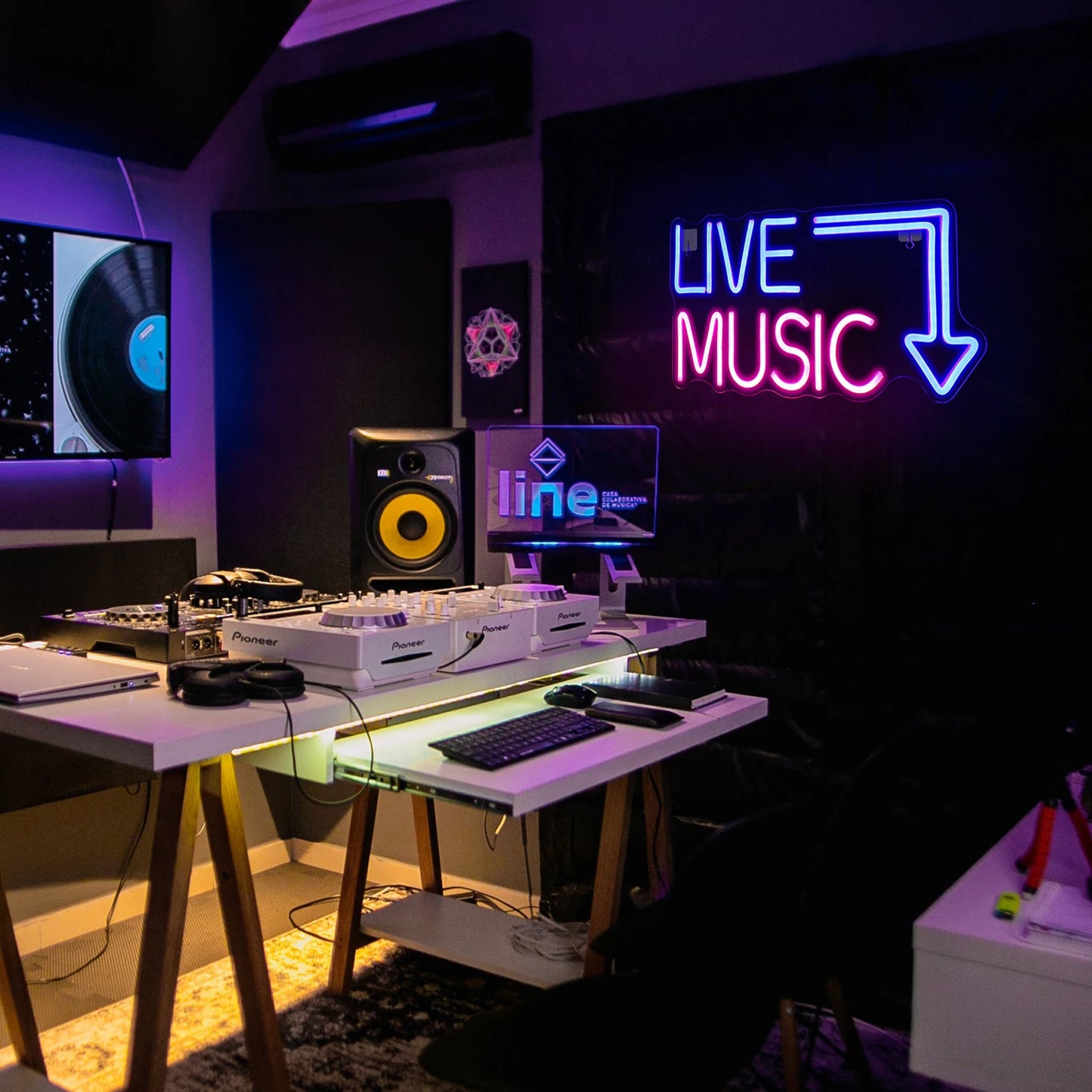 Rock Roll Neon Signs Guitar Music Led Neon Light Art Wall Decor for Game Room Music Party Rock Studio Bar Disco Party Neon